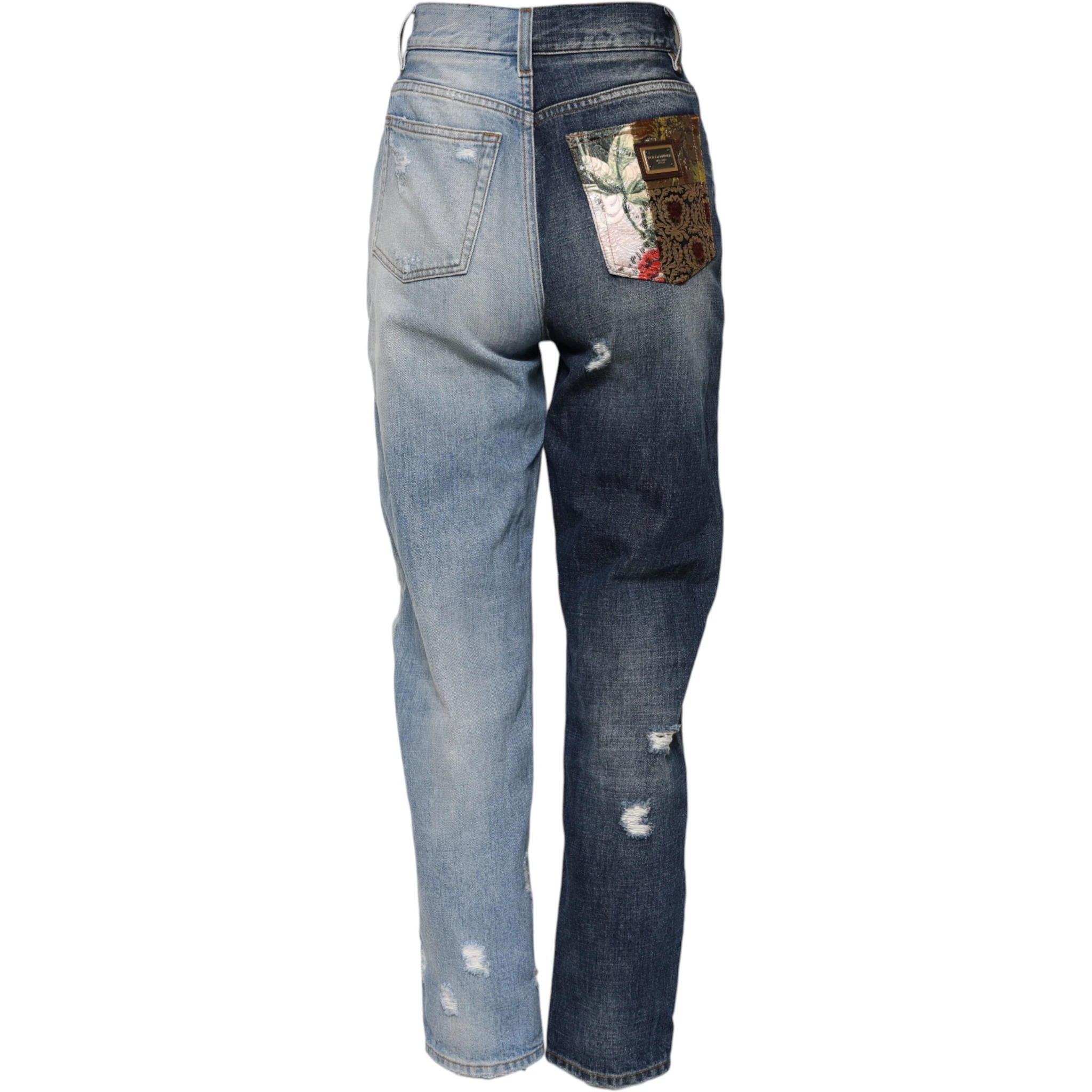 Multicolor Patchwork Tapered Denim Jeans