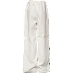 White Viscose Wide Leg Pull On Pants
