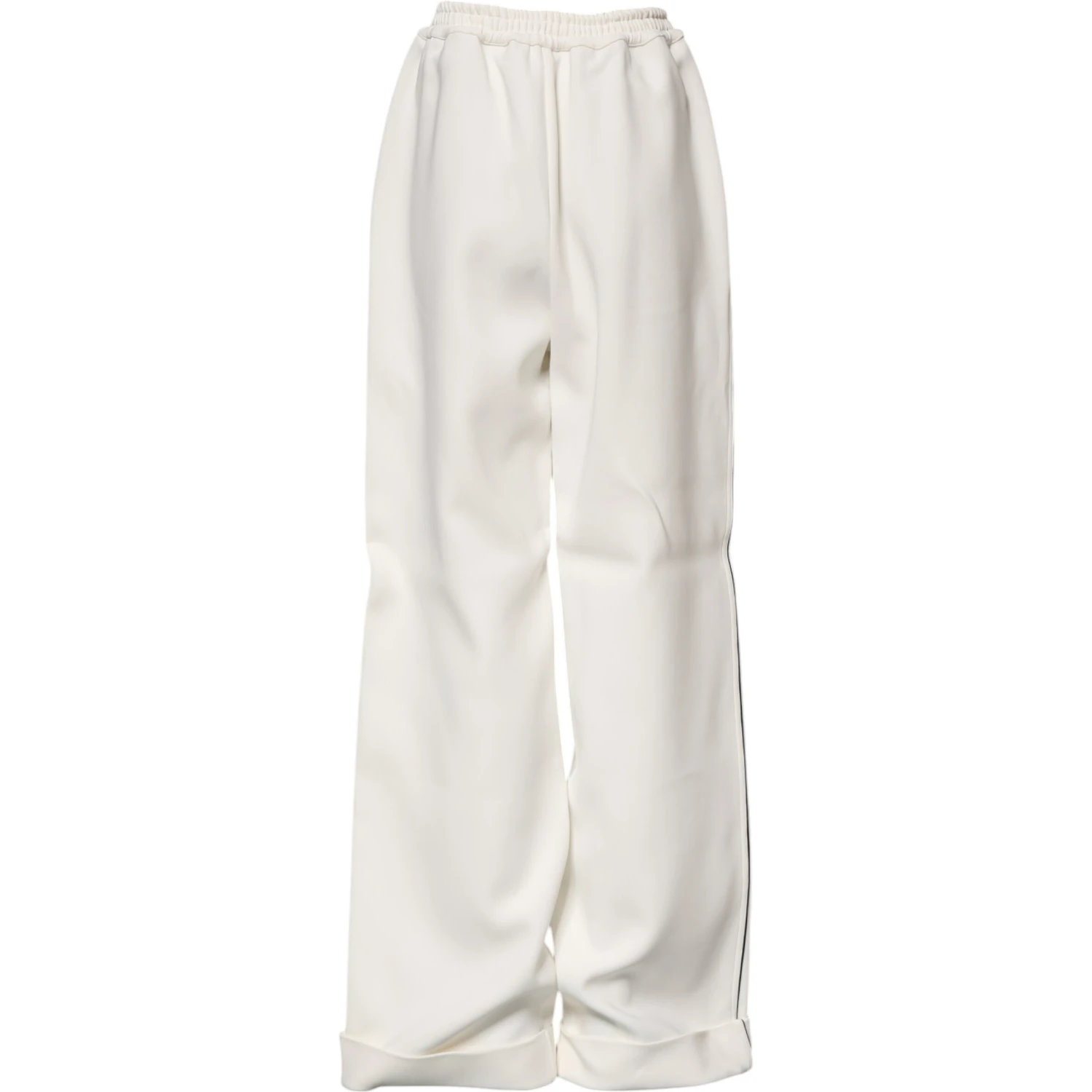 White Viscose Wide Leg Pull On Pants