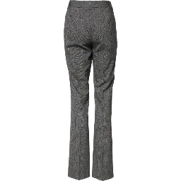 Gray Checkered High Waist Flared Pants