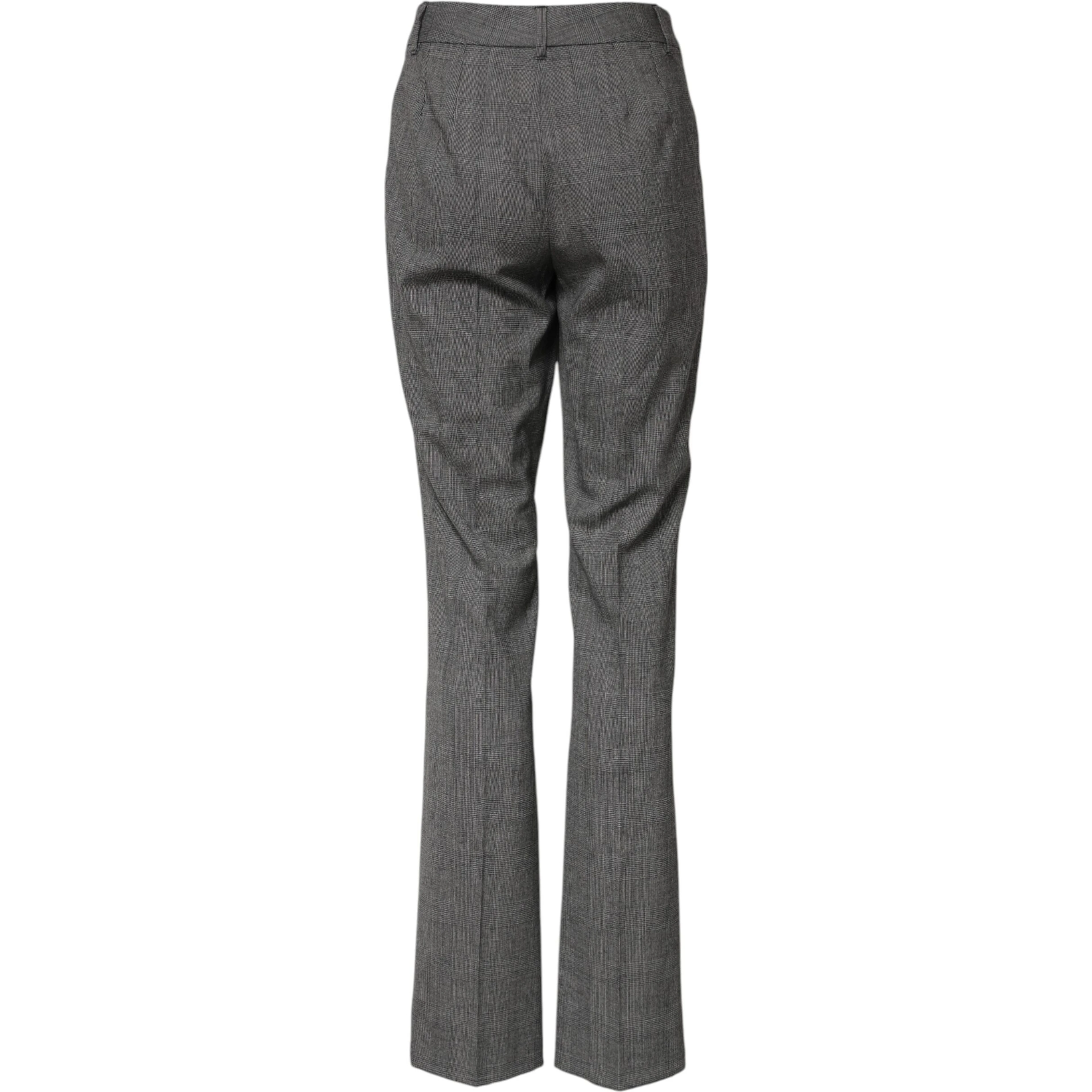 Gray Checkered High Waist Flared Pants