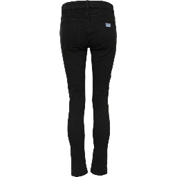Black Cotton Logo Skinny Mid Waist Denim Jeans
