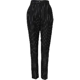 Black Stripes High Waist Tapered Pants