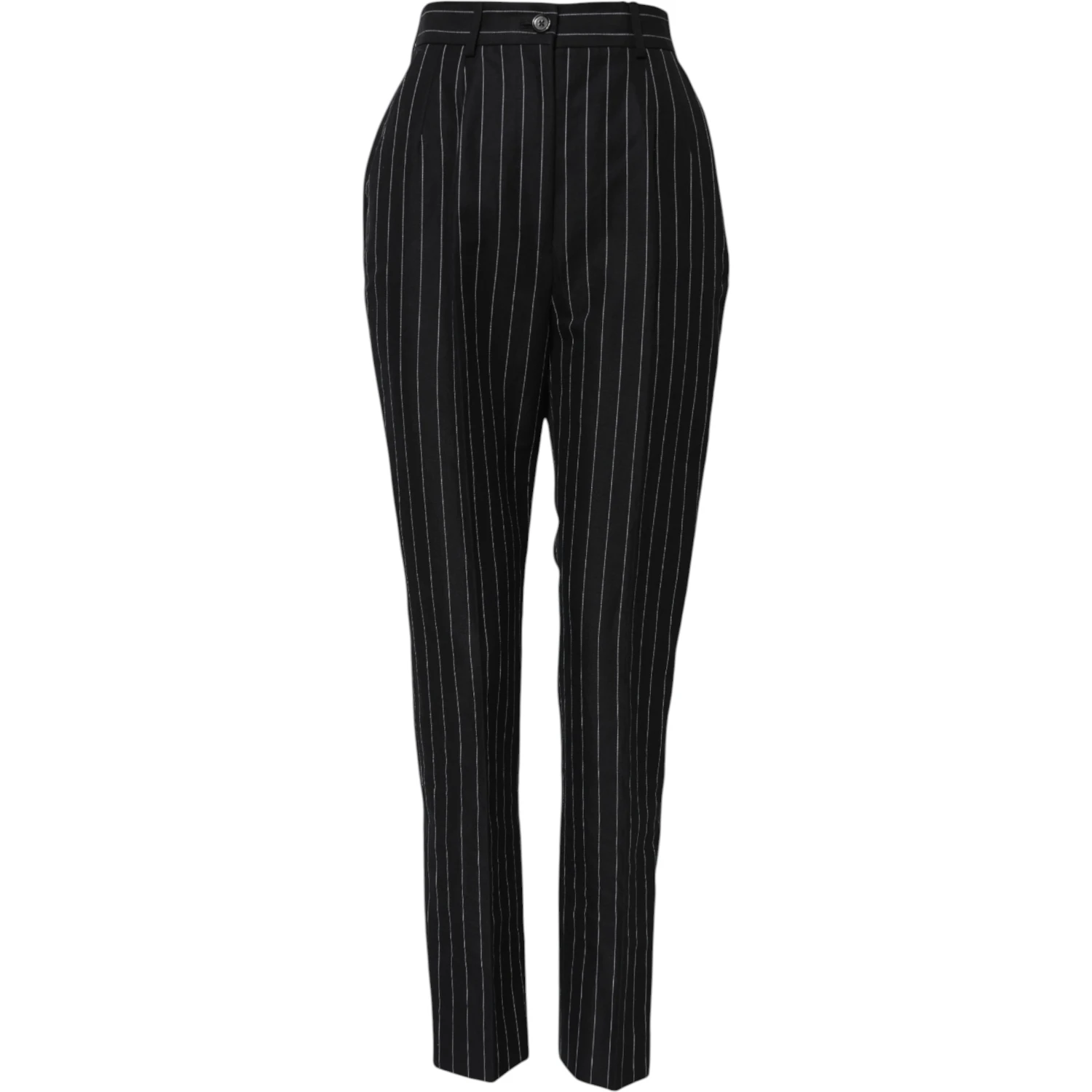 Black Stripes High Waist Tapered Pants