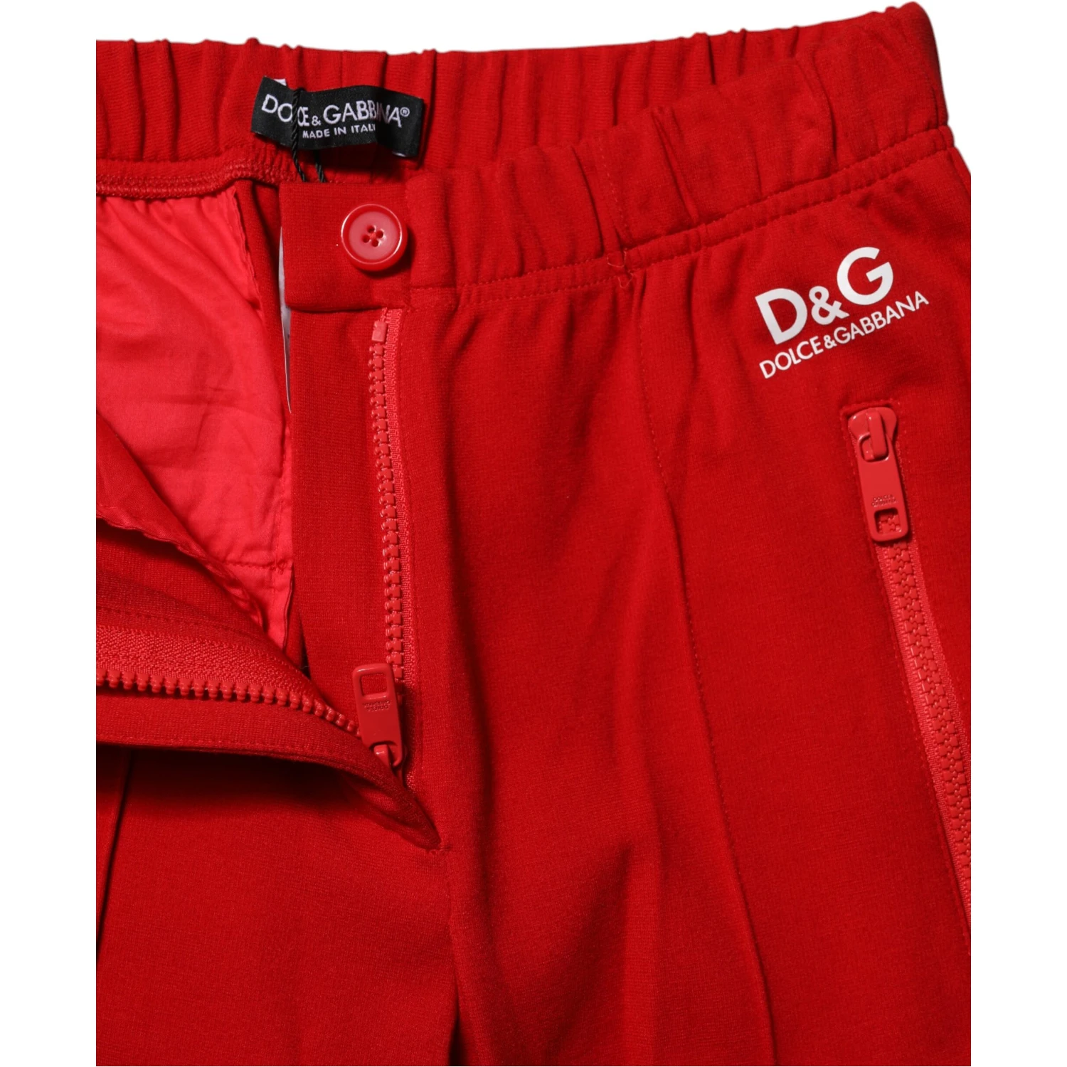 Red Mid Waist Slim Fit Pants