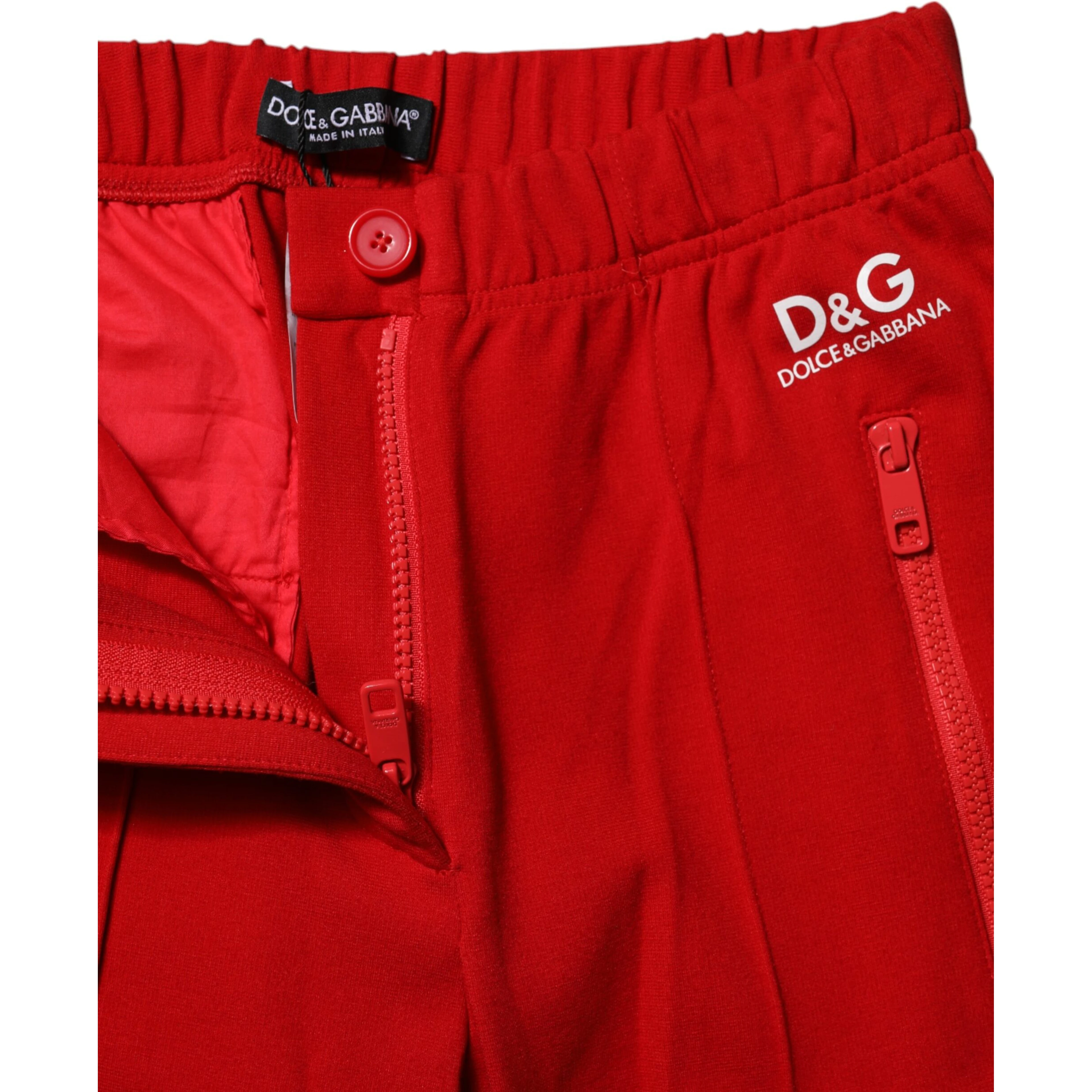 Red Mid Waist Slim Fit Pants