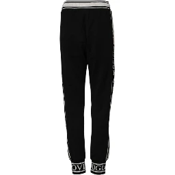 Black Cotton Jogger Logo Waist Pants