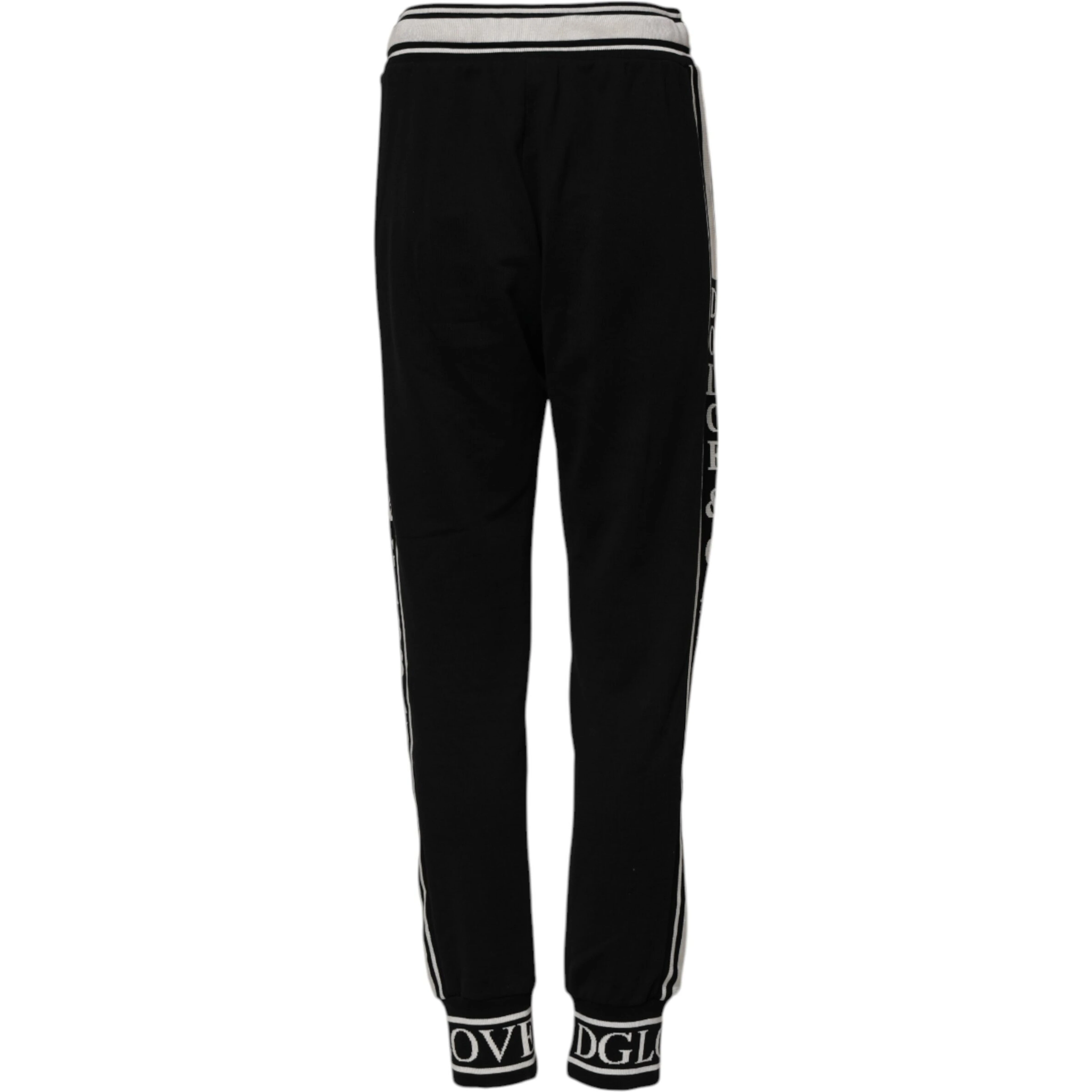 Black Cotton Jogger Logo Waist Pants