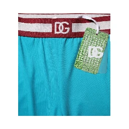 Blue Nylon Slim Fit Cropped Leggings Pants