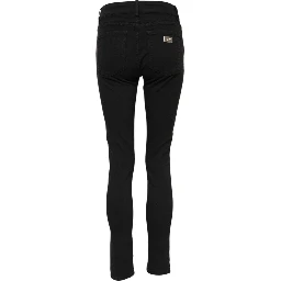 Black Cotton Logo Skinny Mid Waist Denim Jeans
