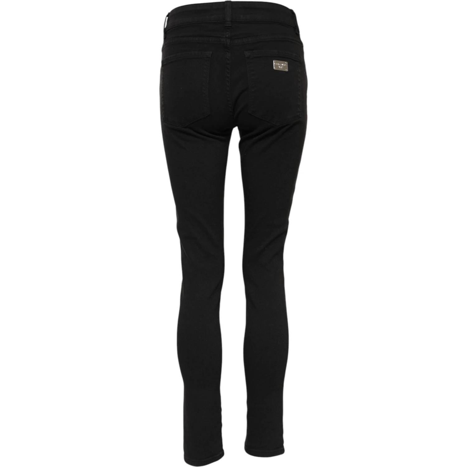 Black Cotton Logo Skinny Mid Waist Denim Jeans