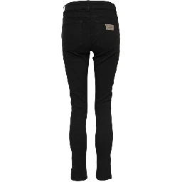 Black Cotton Logo Skinny Mid Waist Denim Jeans