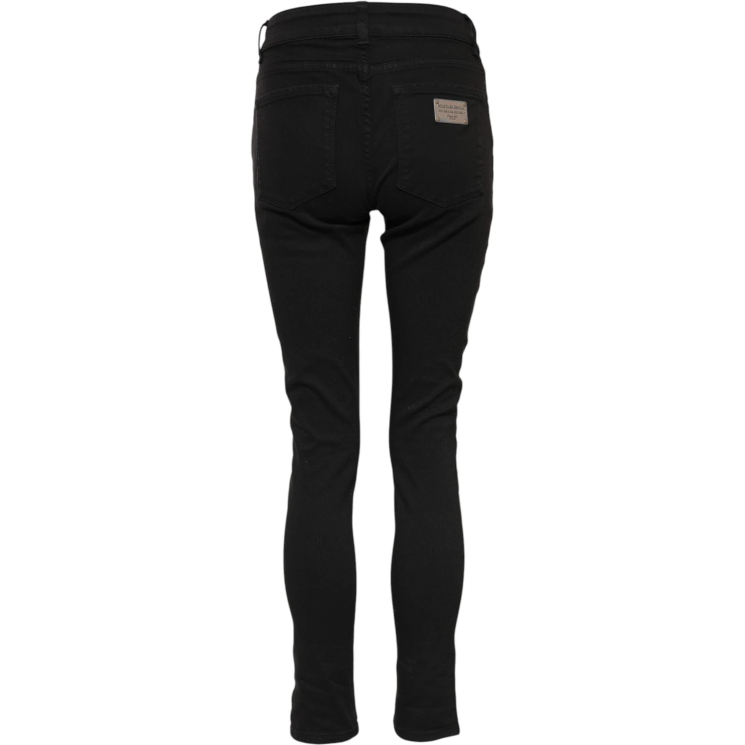 Black Cotton Logo Skinny Mid Waist Denim Jeans