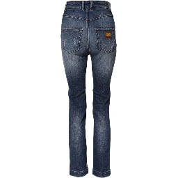 Blue Rhinestone Embellished Denim Jeans