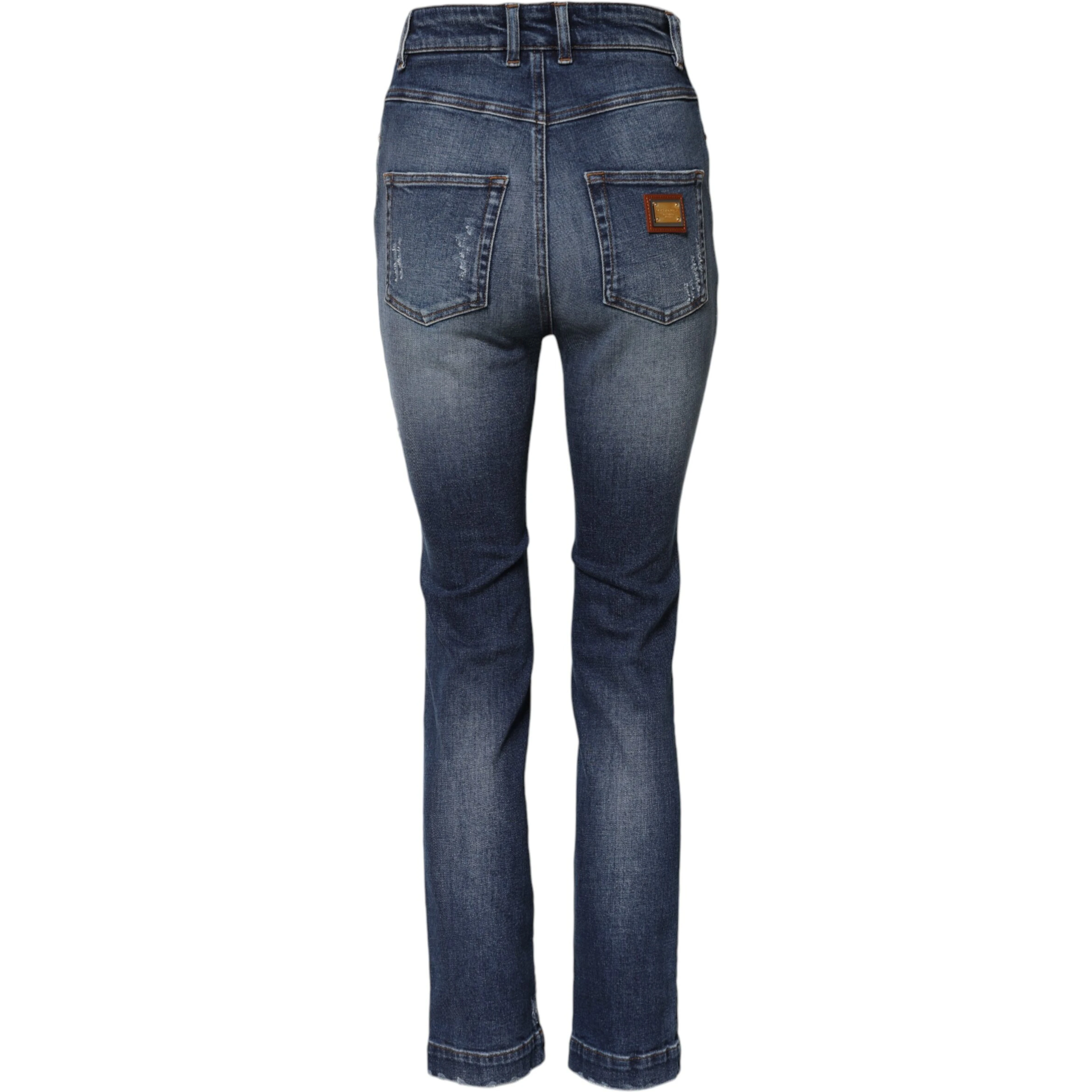 Blue Rhinestone Embellished Denim Jeans