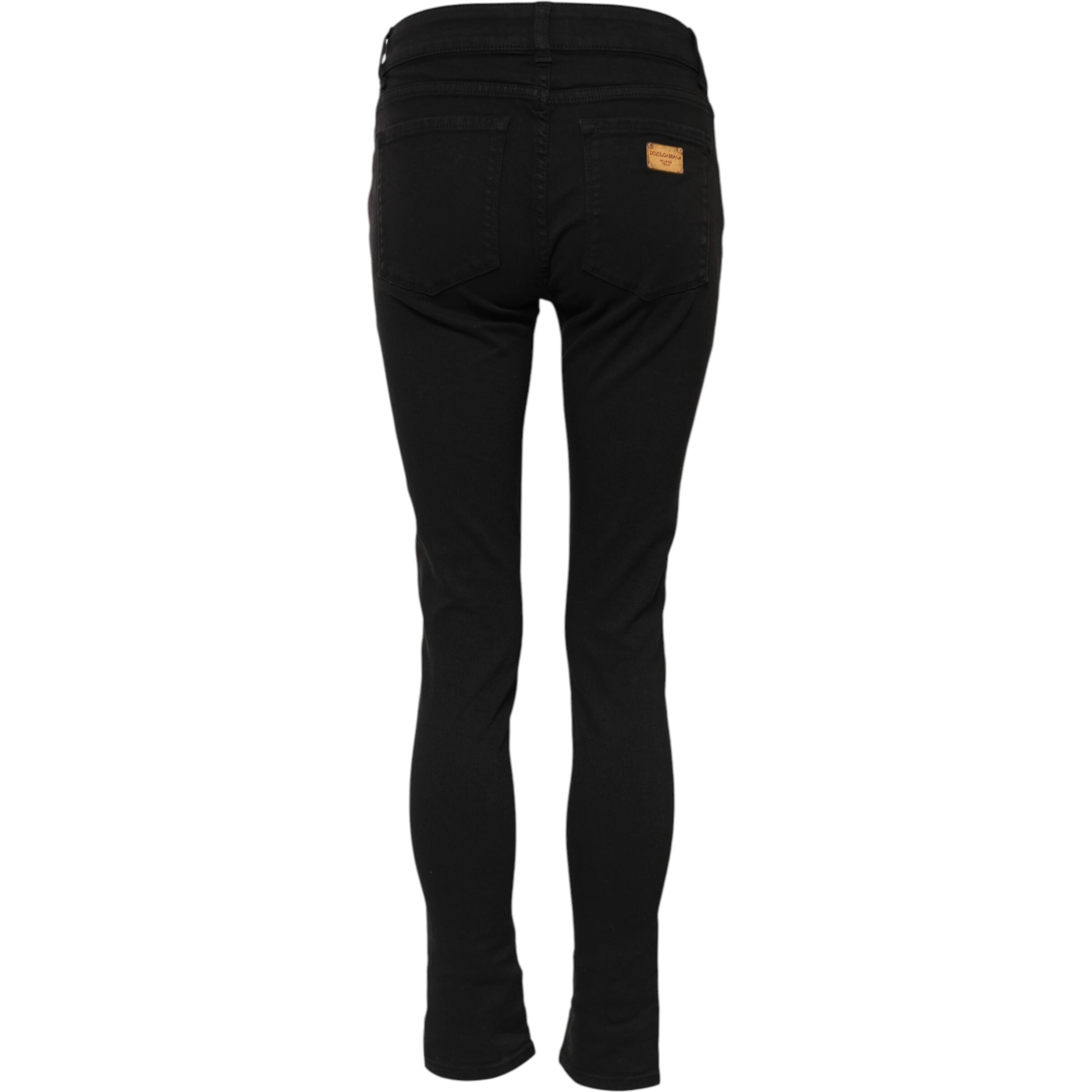 Black Cotton Skinny Mid Waist Denim Jeans
