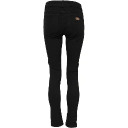 Black Cotton Skinny Mid Waist Denim Jeans