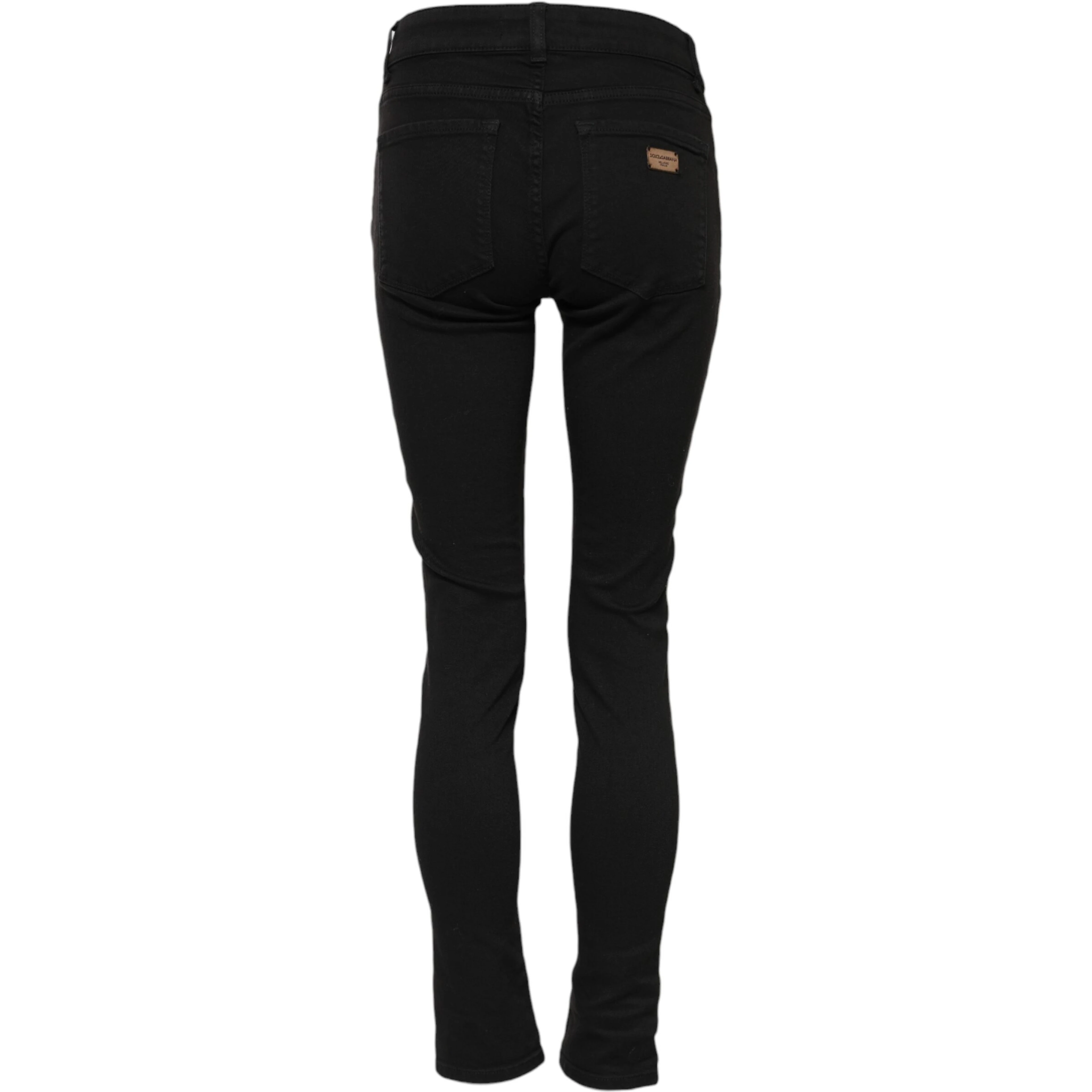 Black Cotton Skinny Mid Waist Denim Jeans