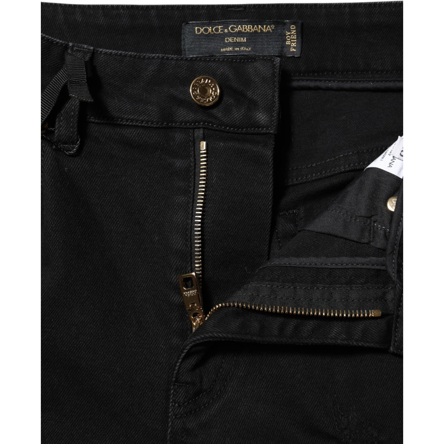 Black Boyfriend Cotton Flared Denim Jeans