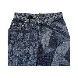 Blue Graphic Print Cotton Skinny Denim Jeans