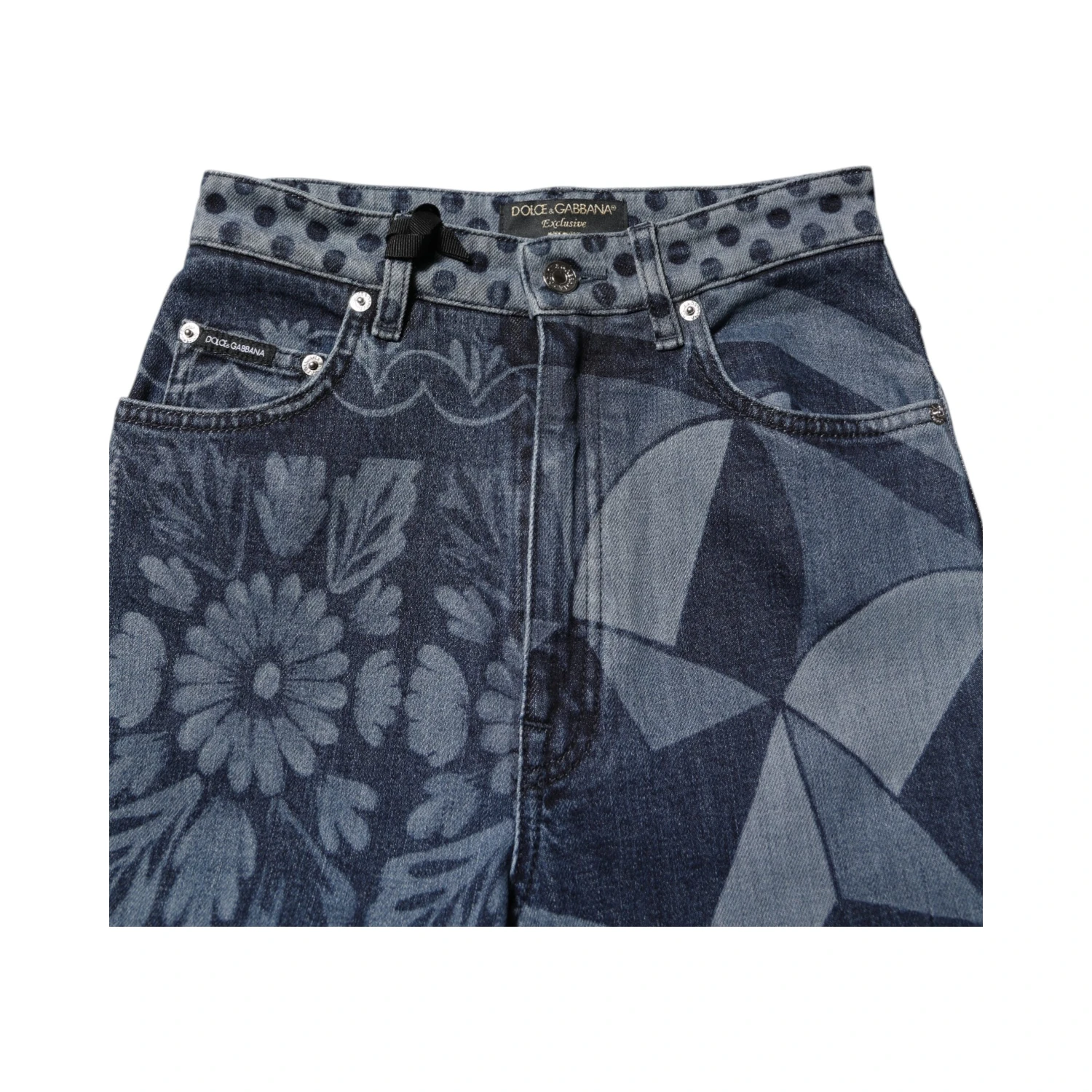 Blue Graphic Print Cotton Skinny Denim Jeans