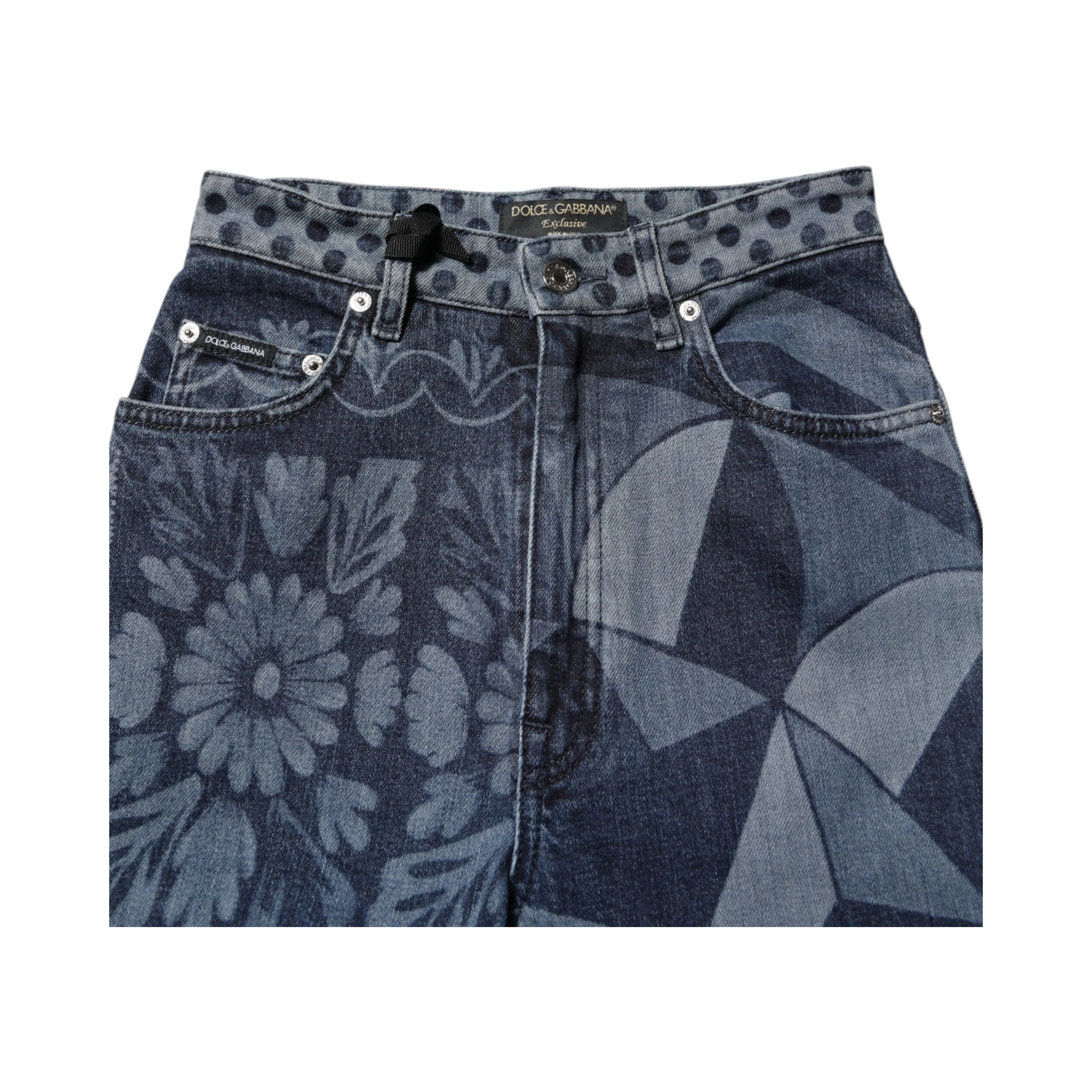 Blue Graphic Print Cotton Skinny Denim Jeans
