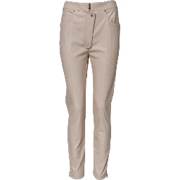 Beige High Waist Tapered Pants