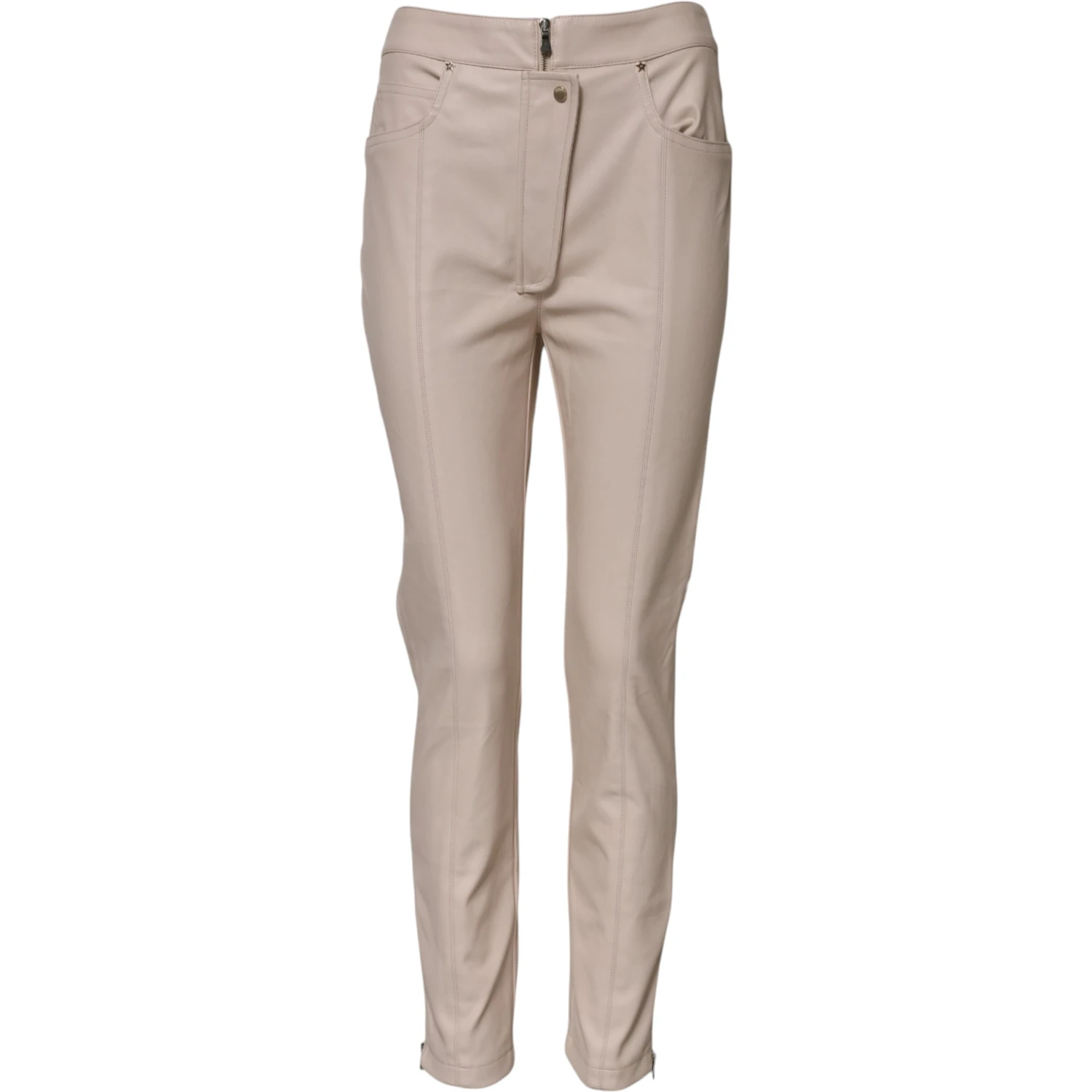 Beige High Waist Tapered Pants