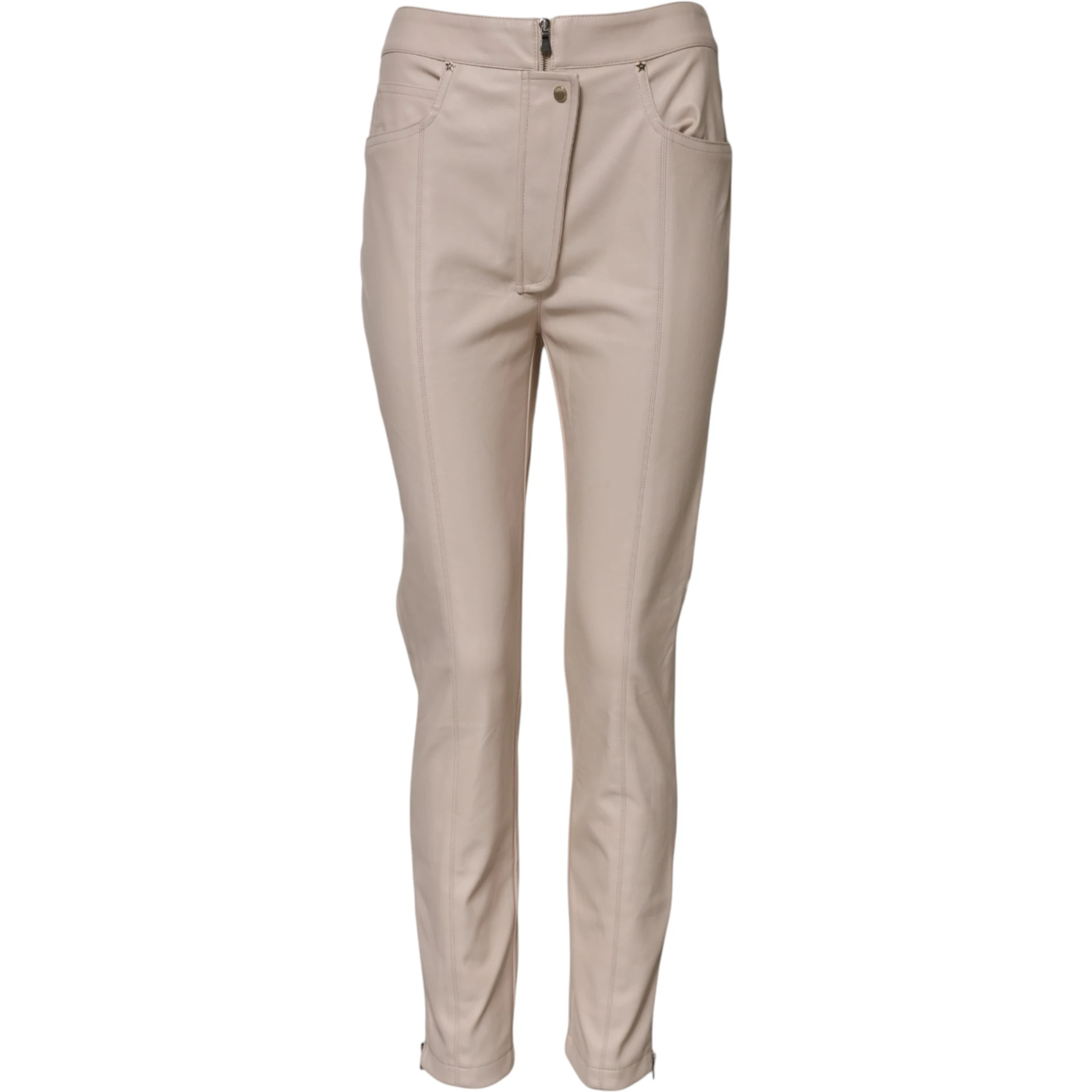 Beige High Waist Tapered Pants