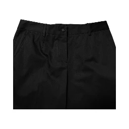 Black Cotton High Waist Formal Pants
