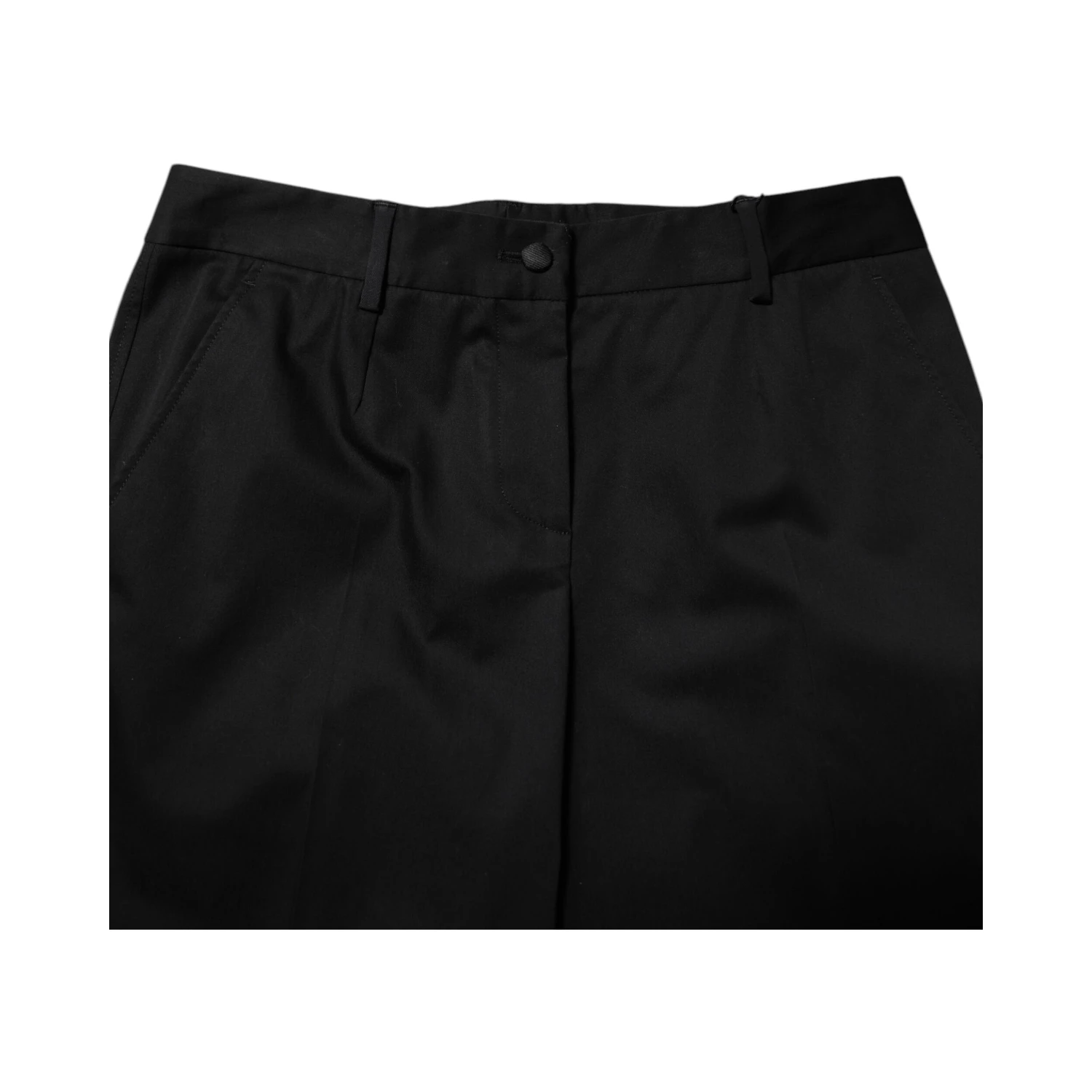 Black Cotton High Waist Formal Pants