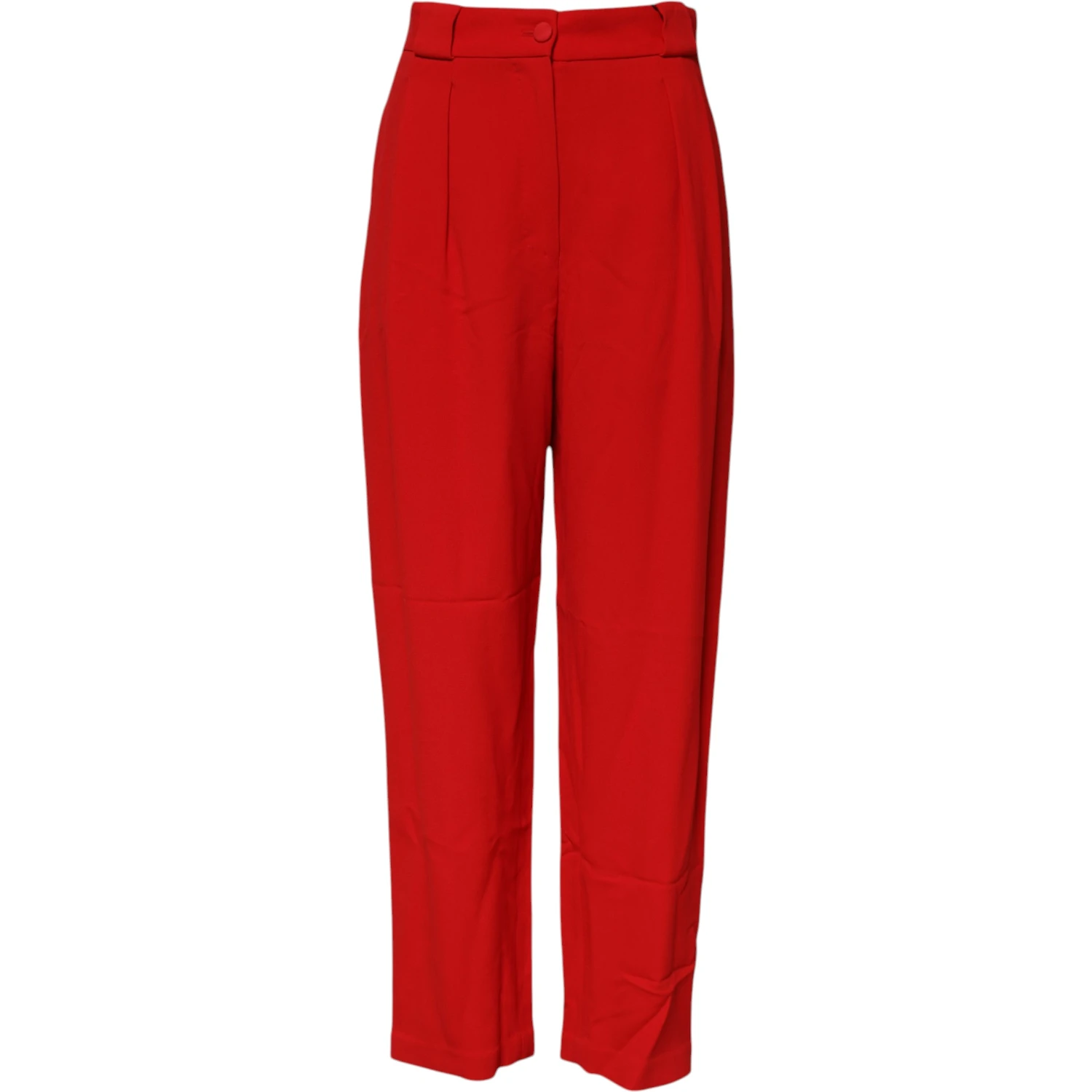 Red Viscose High Waist Tapered Pants