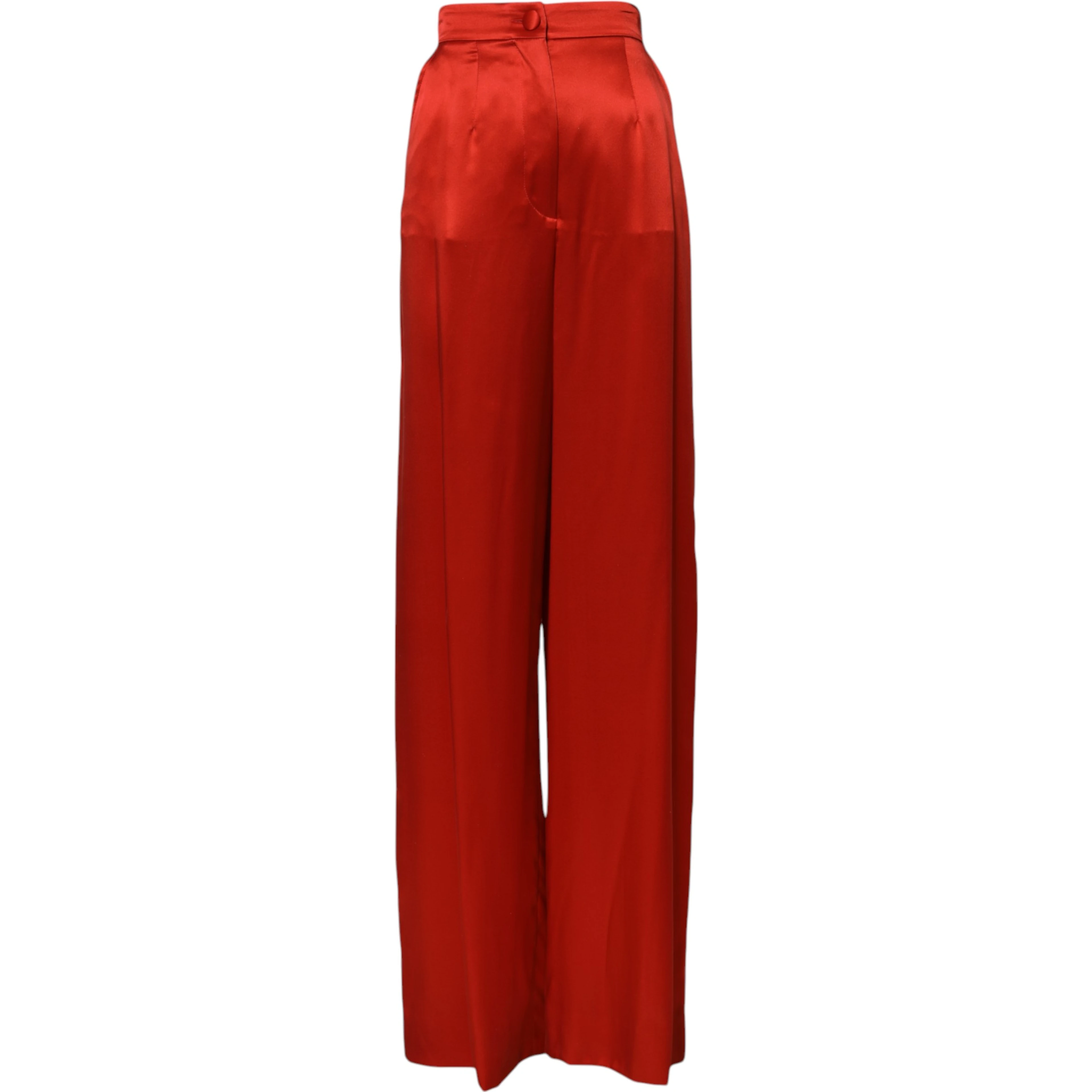 Red Satin High Waist Wide Leg Pants