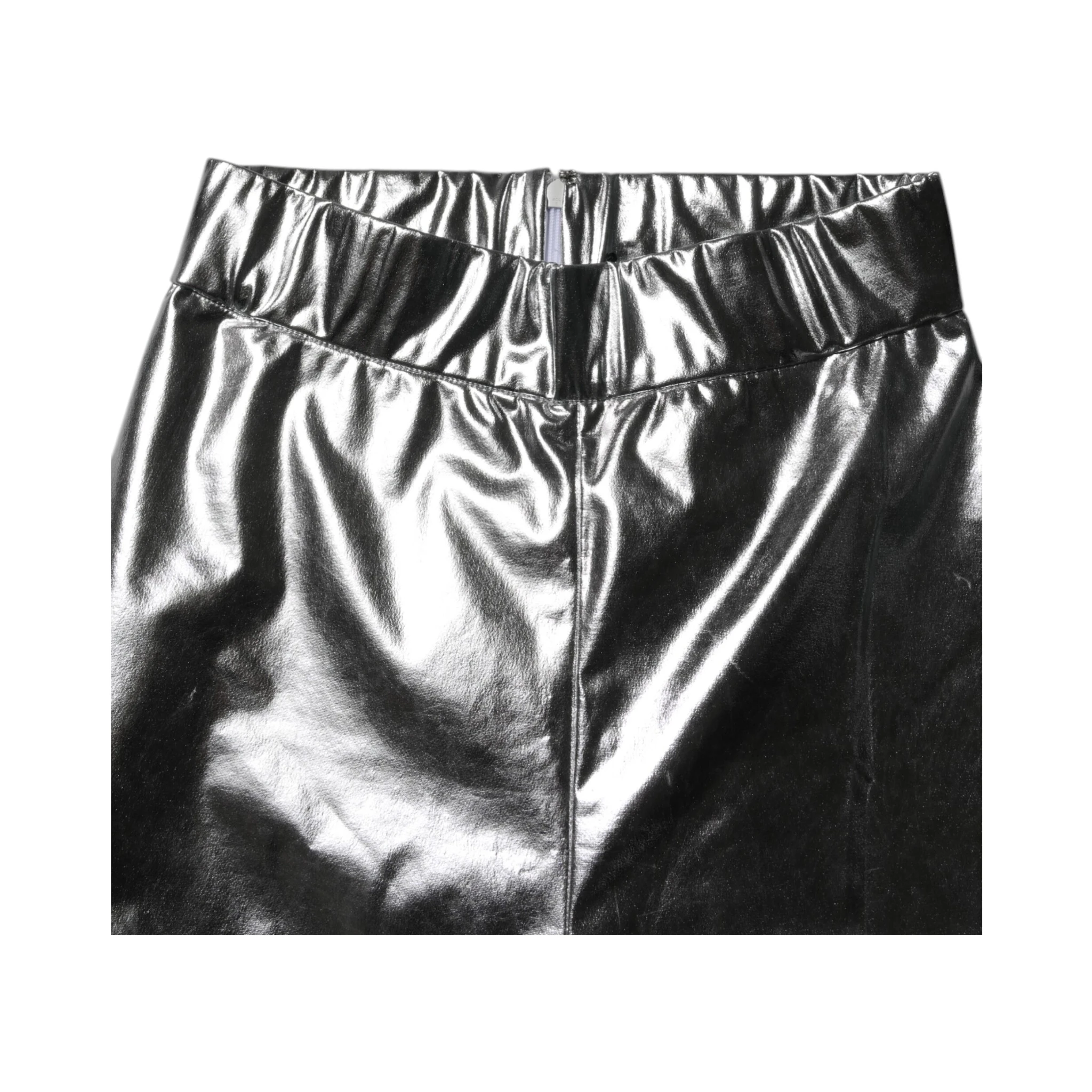 Metallic Silver Polyester Slim Fit Leggings Pants
