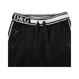 Black Cotton Jogger Logo Waist Pants