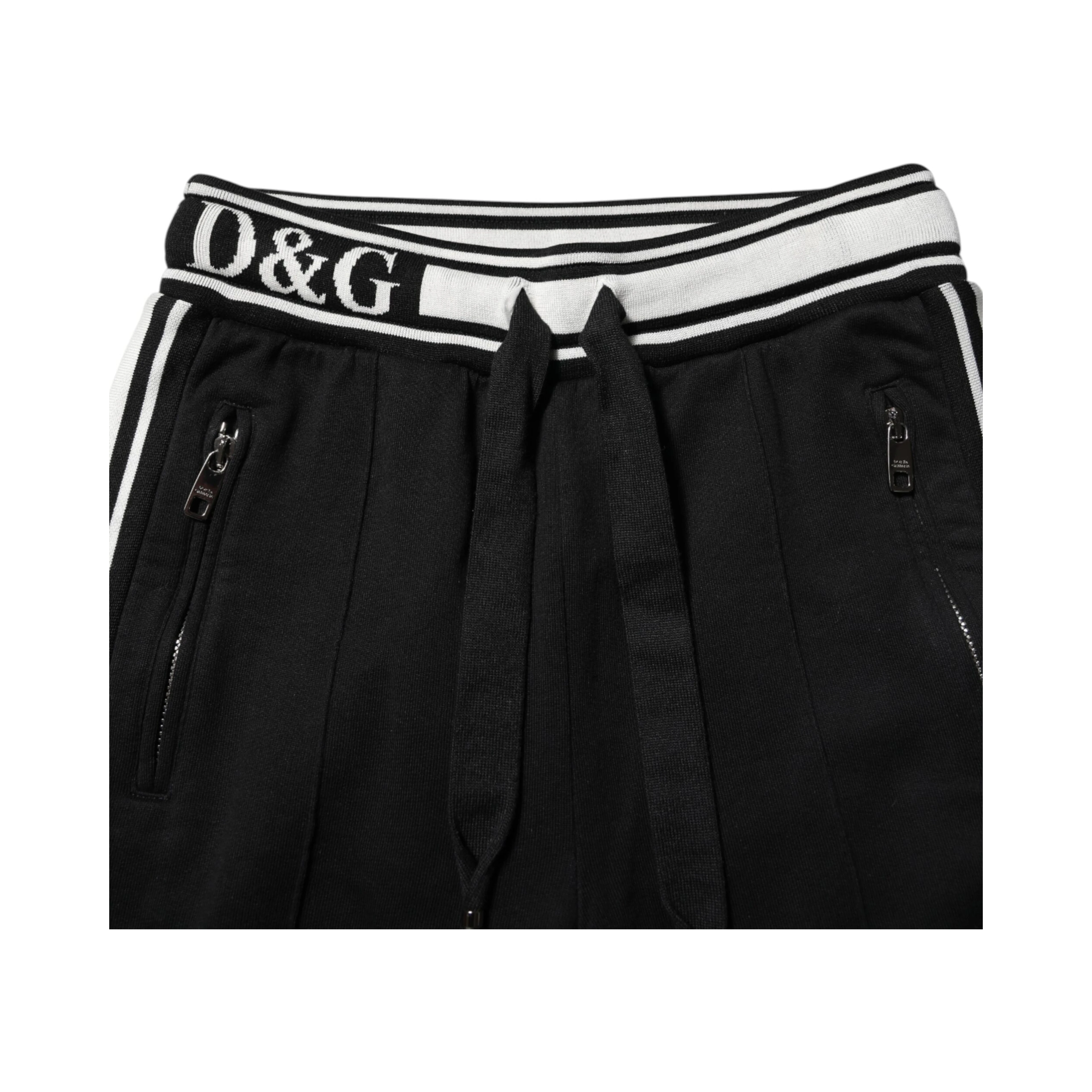 Black Cotton Jogger Logo Waist Pants