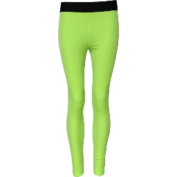 Green Nylon Slim Fit Leggings Pants