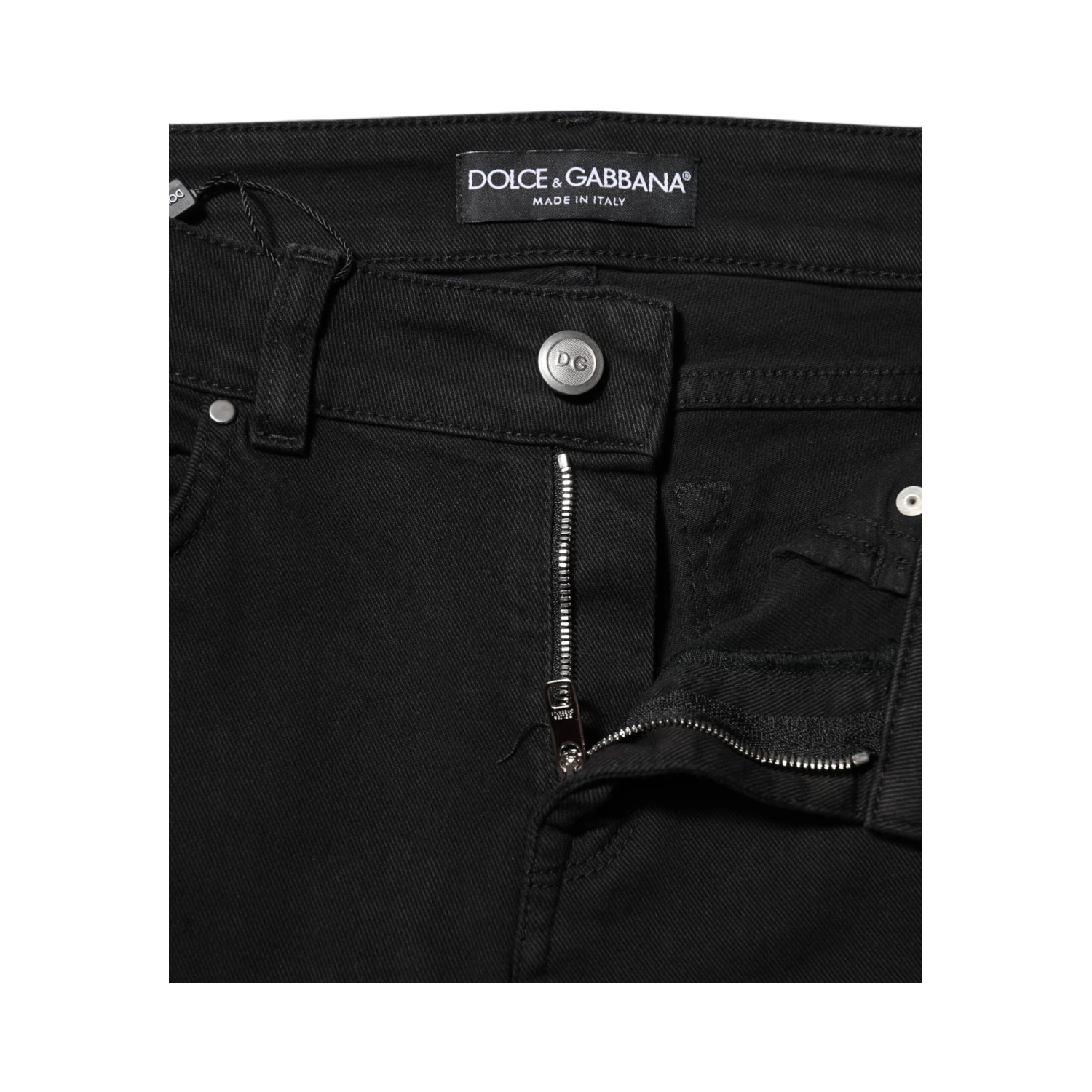Black Cotton Logo Skinny Mid Waist Denim Jeans
