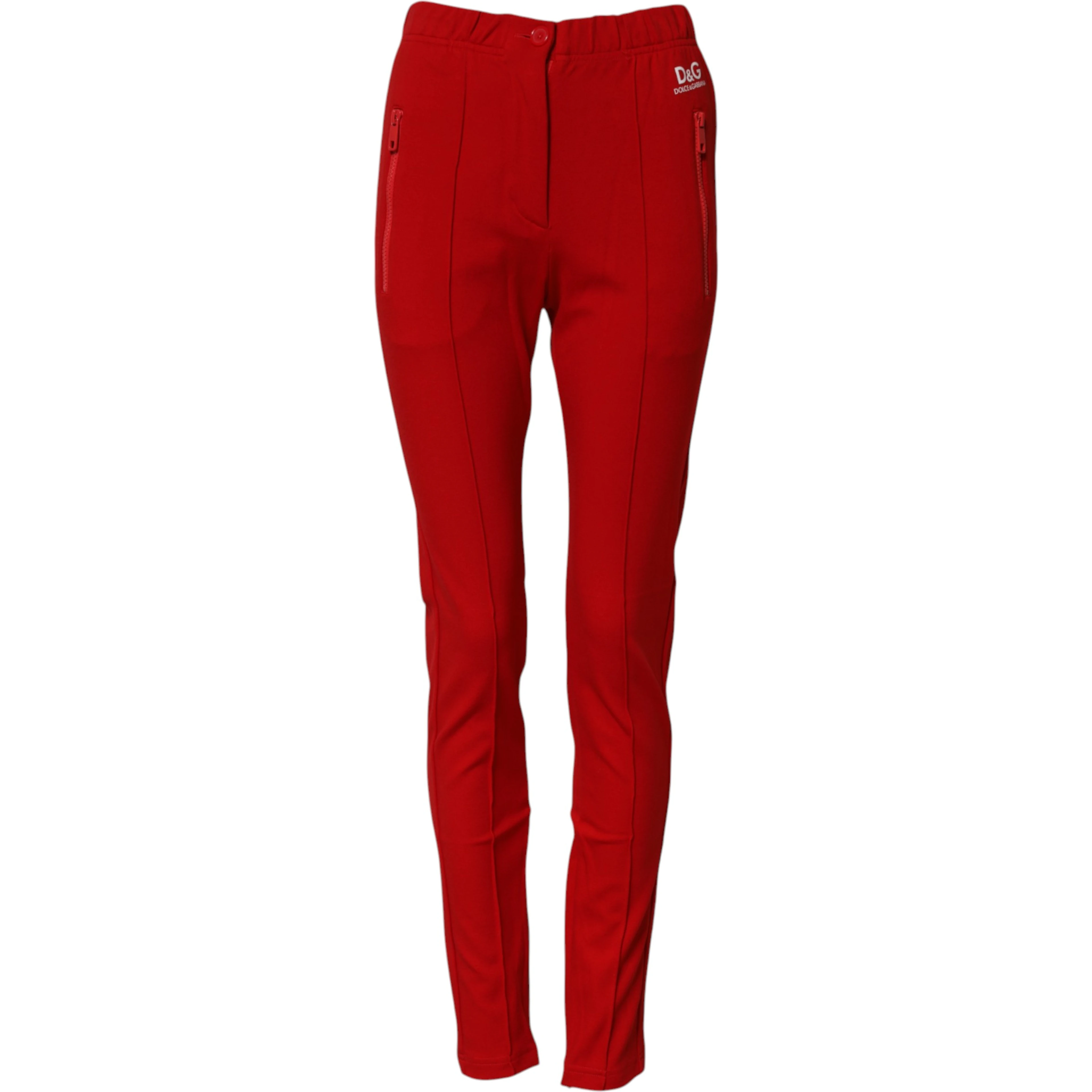 Red Mid Waist Slim Fit Pants