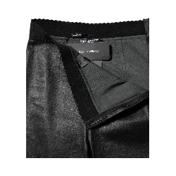 Black Leather Elastic Waist Pants
