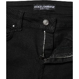 Black Cotton Skinny Mid Waist Denim Jeans