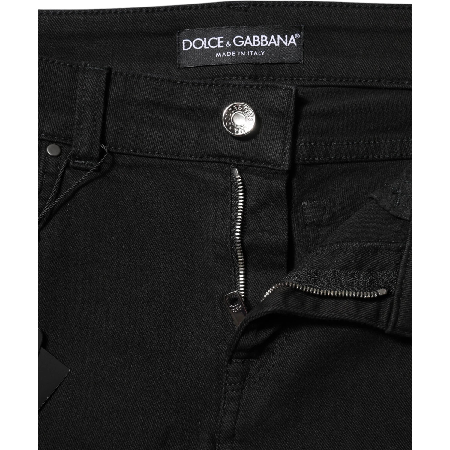 Black Cotton Logo Skinny Mid Waist Denim Jeans