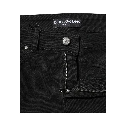 Black Cotton Skinny Mid Waist Denim Jeans