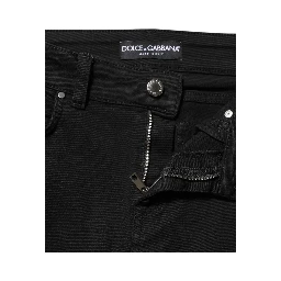 Black Cotton Logo Skinny Mid Waist Denim Jeans
