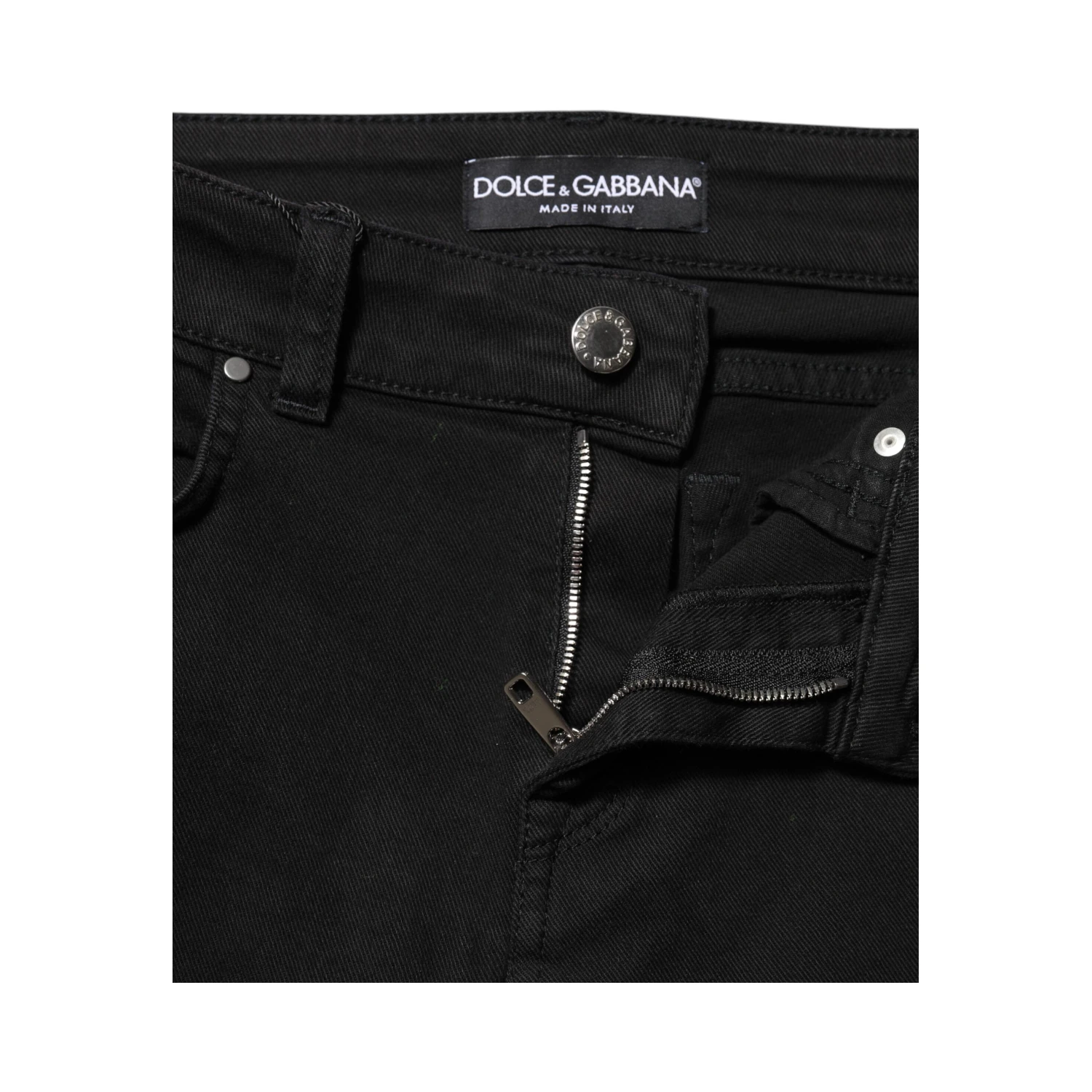 Black Cotton Logo Skinny Mid Waist Denim Jeans