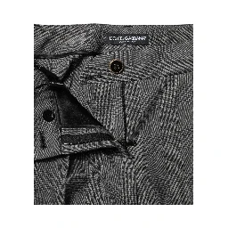 Gray Checkered High Waist Flared Pants