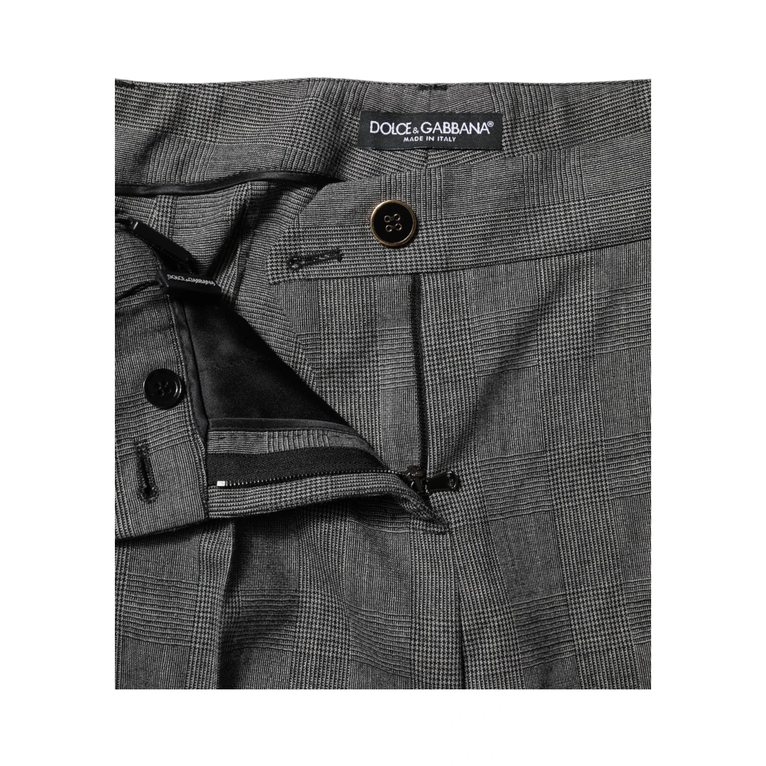Gray Checkered High Waist Flared Pants