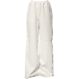 White Viscose Wide Leg Pull On Pants