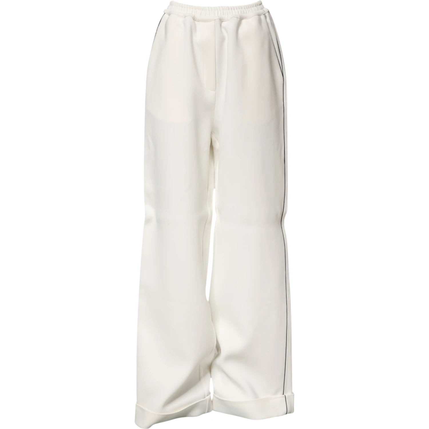 White Viscose Wide Leg Pull On Pants