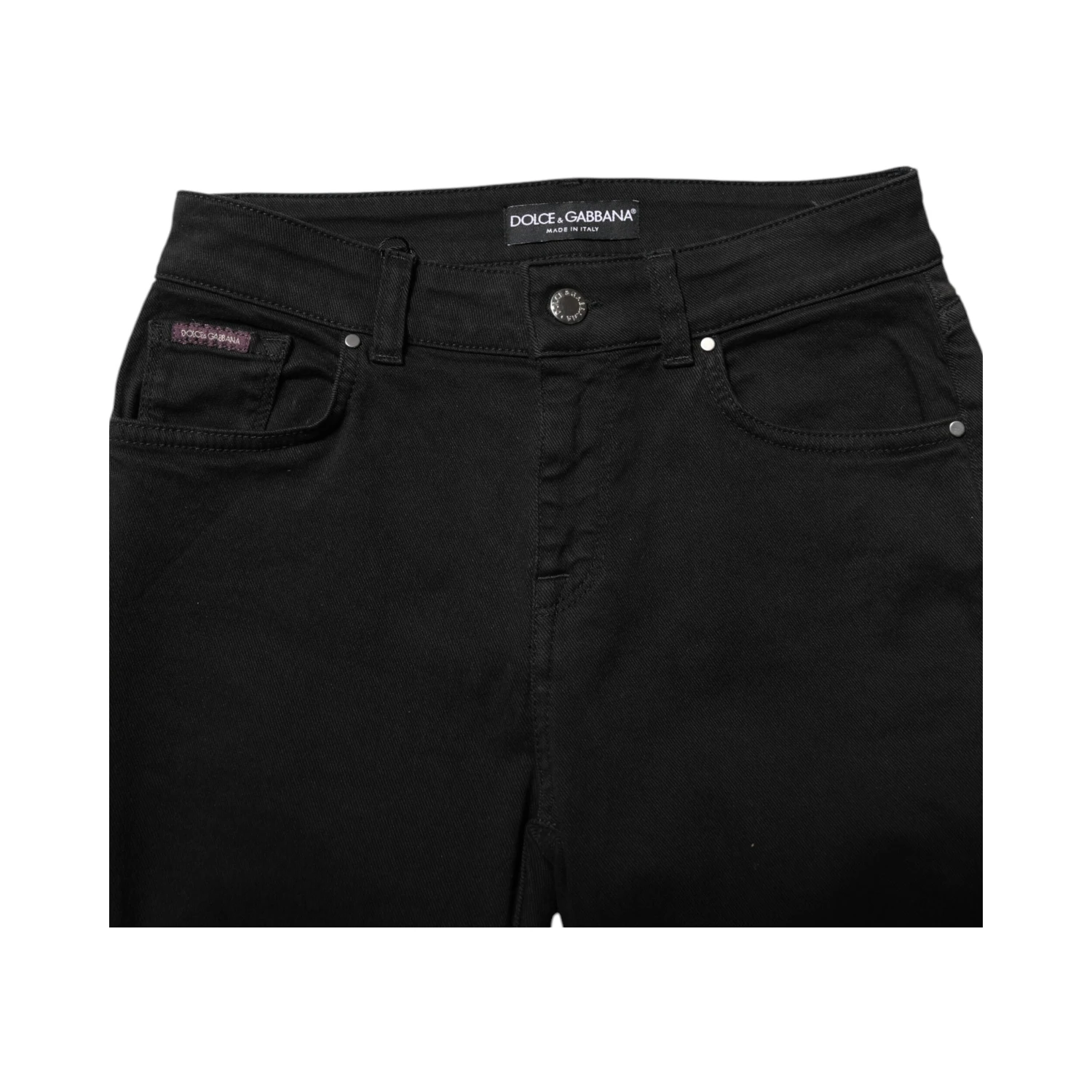 Black Cotton Logo Skinny Mid Waist Denim Jeans